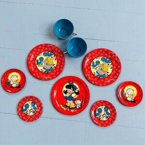 Vintage 50s Ohio Art Tin Litho Tea Set Vintage Tea Party Toy 1950s Toy Dishes